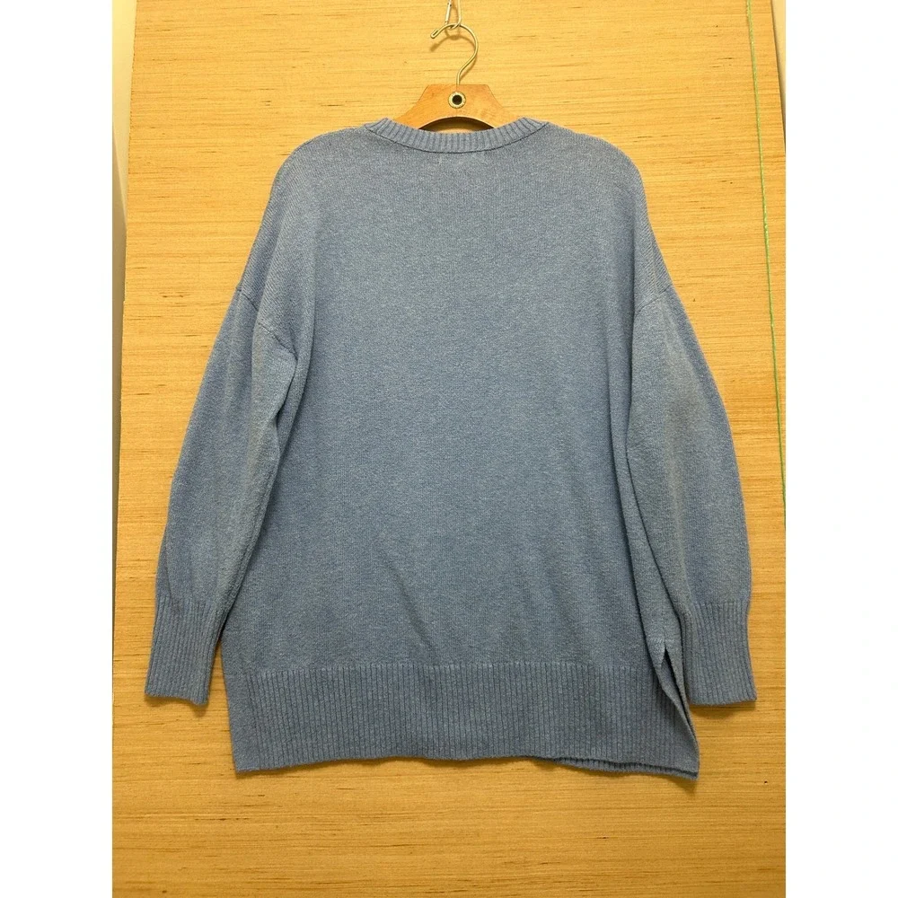Banana Republic Mens Large Blue‎ Heather Oversized Crewneck Pocket Sweater L